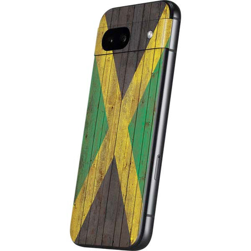 Jamaican Flag Dark Wood Google Pixel 8a Skin